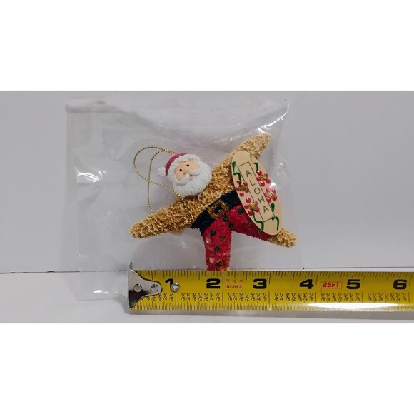 VINTAGE REAL STARFISH SANTA CLAUSE ALOHA HAWAII SURF THEMED CHRISTMAS ORNAMENT - Picture 7 of 7